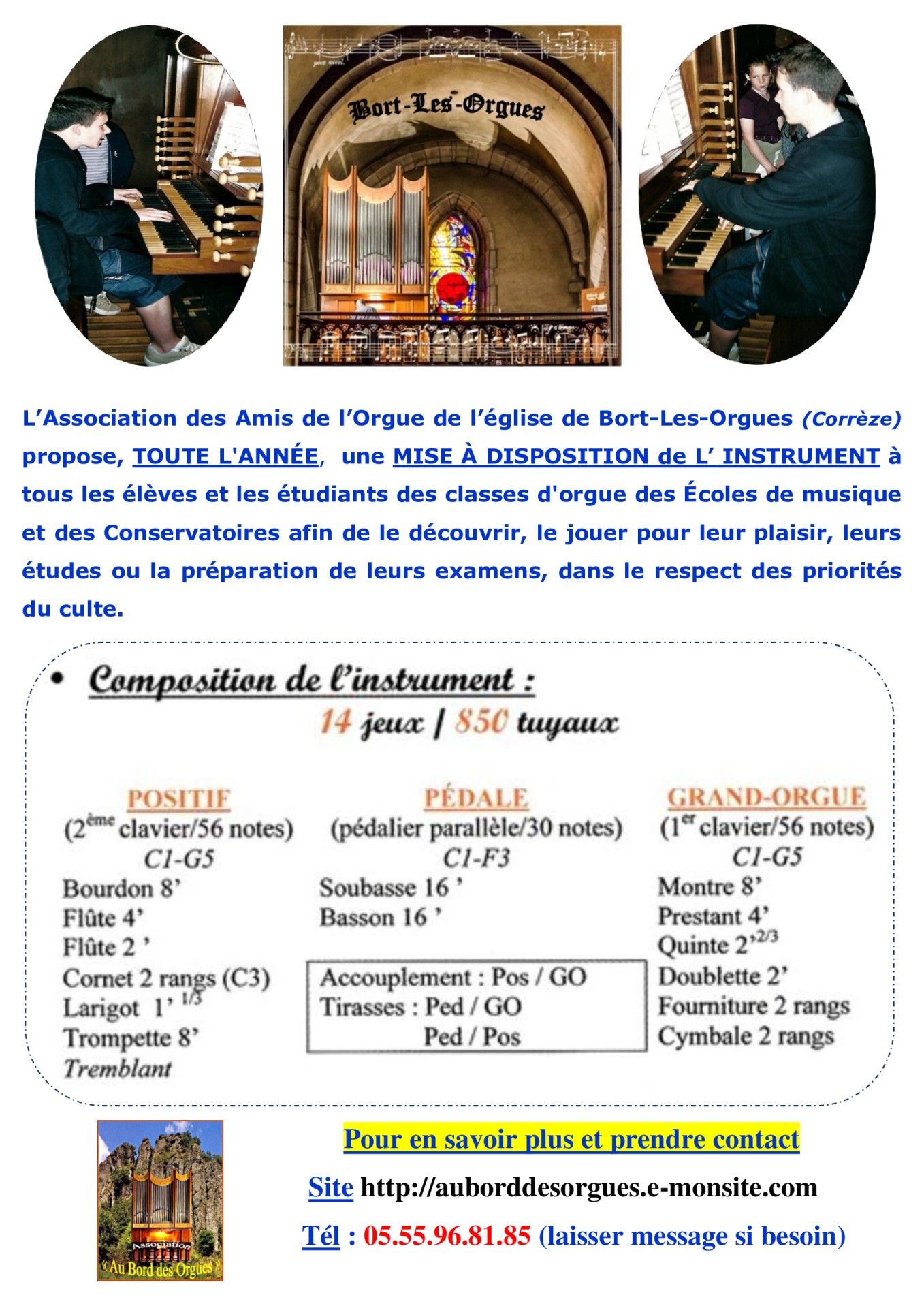 Flyers de proposition  de mise à disposition de l orgue 